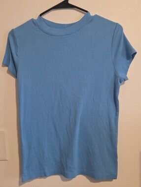 a new day Light Blue Short Sleeve Ribbed Crew Tee